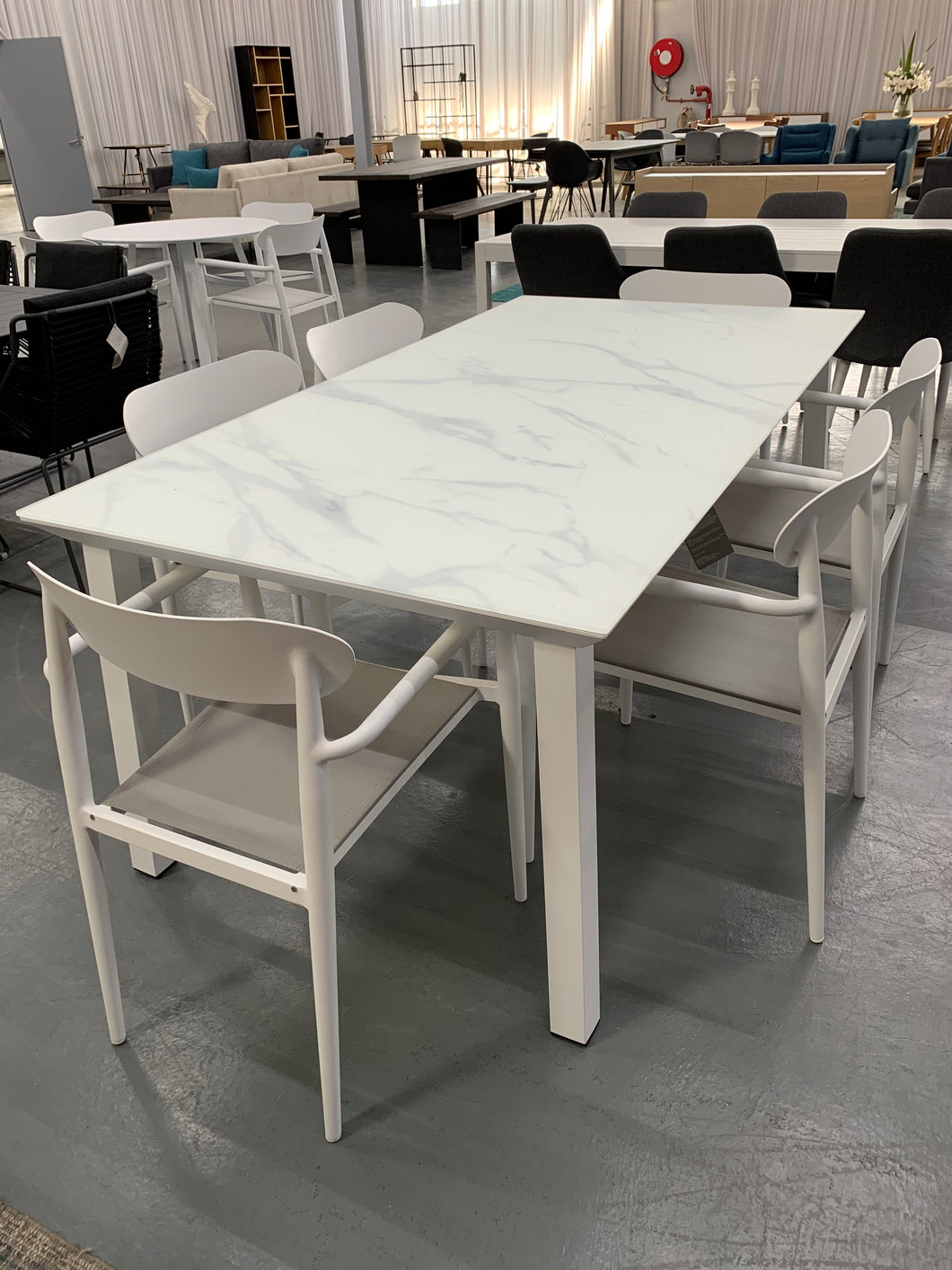 Outdoor 7pc Dining Setting - Marble Look Top
