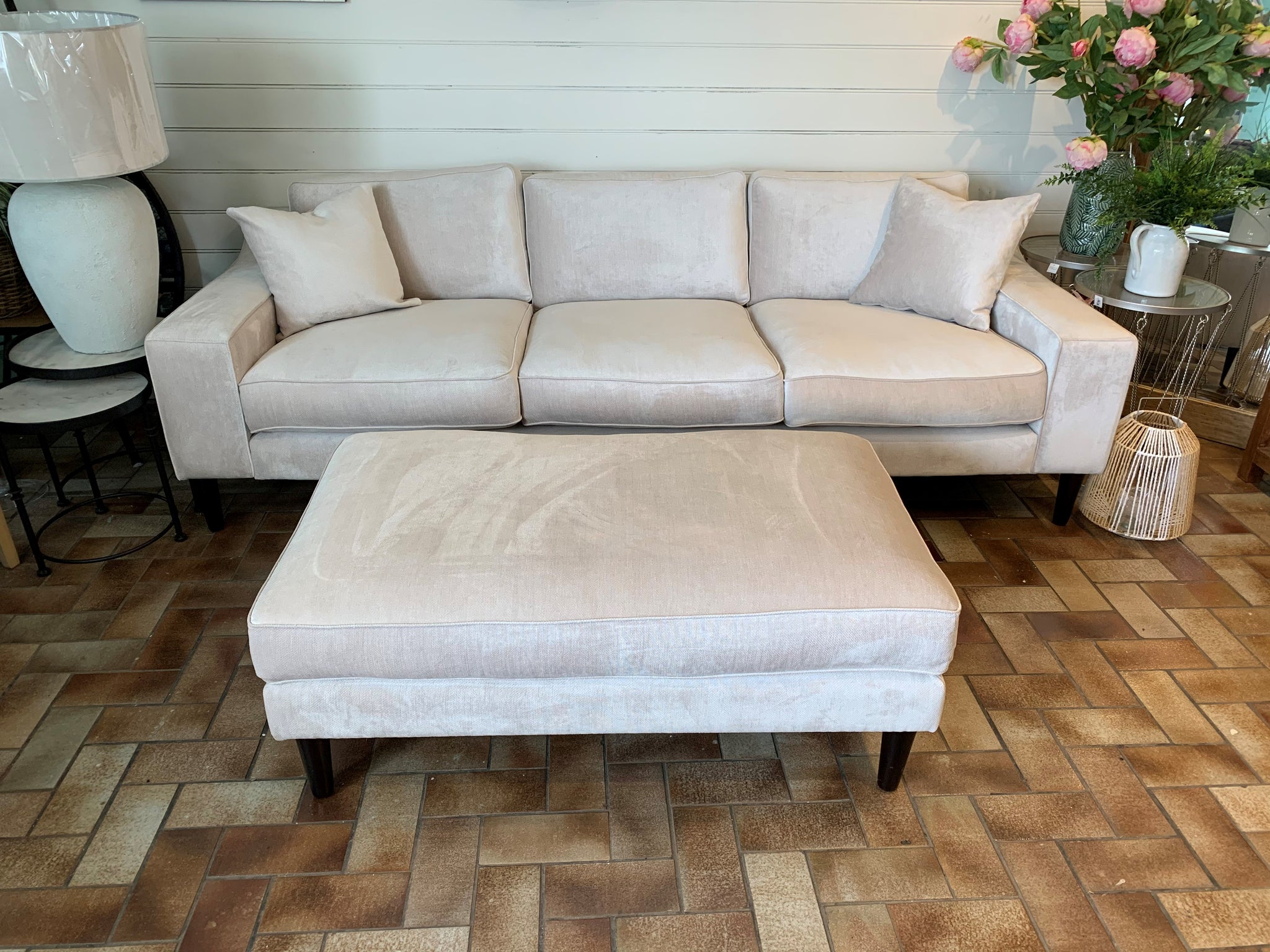Custom clearance velvet couch